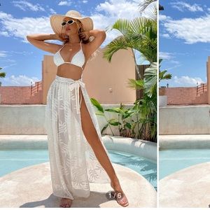 SHEIN Leaf Print Mesh Cover Up